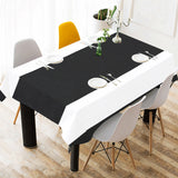 Black White Stripes Cotton Linen Tablecloth 52"x 70"