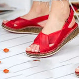 MCCKLE Women Sandals Peep Toe Wedge Comfortable Plus Size Platform Shoes
