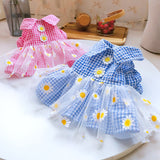 Skirt Princess Teddy Grid Pettiskirt Dress Pet Clothes Costume Apparel