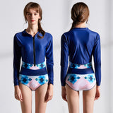 Women Water Sports One Piece Print Long Sleeve Swimwear Rash Guard Swimsuit