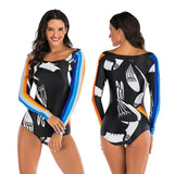 Women Diving One Piece Swimsuit Long Sleeve Swimwear Surfing Rashguard