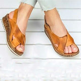 MCCKLE Women Sandals Peep Toe Wedge Comfortable Plus Size Platform Shoes
