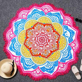 BeddingOutlet Tassel Indian Toalla Mandala Tapestry Sunblock Round Blanket Lotus Bohemian