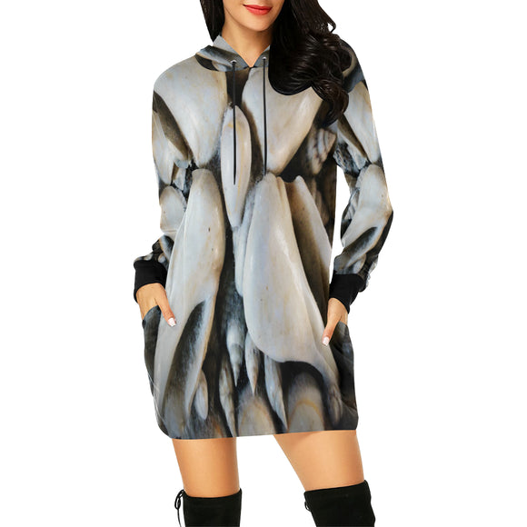 Vignette Sea Shells All Over Print Hoodie Mini Dress (Model H27)
