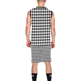 Black White Houndstooth All Over Print Basketball Uniform