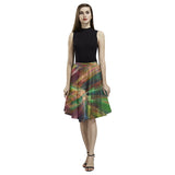 Abstract Colorful Glass Melete Pleated Midi Skirt (Model D15)