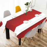 Red White Stripes Cotton Linen Tablecloth 52"x 70"