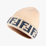 Women Letter Beanie Winter Soft Knitted Skullies Warm Thick Hat