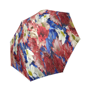 Red White Blue Flora Foldable Umbrella