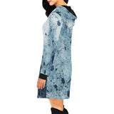 Water Blue Splatter All Over Print Hoodie Mini Dress (Model H27)