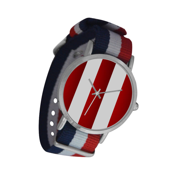 Red White Stripes Nylon Strap Watch (Model 215)