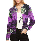 Little Purple Carnations All Over Print Bomber Jacket for Women (Model H21)