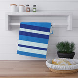 Azure Blue Radiance Stripes Kitchen Towel