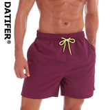 Men Breathable Sports Swimwear Solid Colors Elastic Waist Shorts