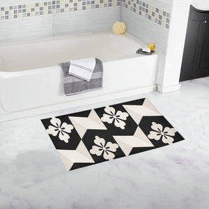 Black White Tiles Bath Rug 16''x 28''