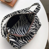 Women Vintage Zebra Pattern Shoulder Plush Fur Tote Bag