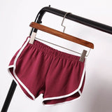 Women Solid Color White Side Stripe Workout Waistband Mini Skinny Shorts