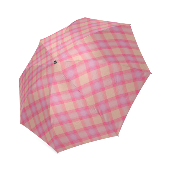 Pink Purple Plaid Foldable Umbrella