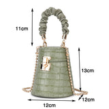 Women's PU Leather Bucket Small Crossbody Shoulder Chain Bag