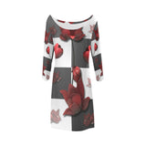 Burnt Crimson Flora Bateau A-Line Skirt (D21)