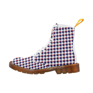 Red White Blue Houndstooth Martin Boots For Women Model 1203H