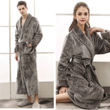 Couples Plus Size Flannel Extra Long Warm Bathrobe Thick Kimono