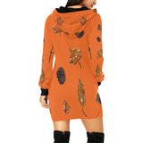 Orange Leaves Pattern All Over Print Hoodie Mini Dress (Model H27)