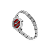 Red Grey Stripes Women's Italian Charm Watch(Model 107)