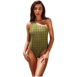 High Quality Women's Slim Bathing Suit V-neck Backless Bra Push-Up Plaid Solid