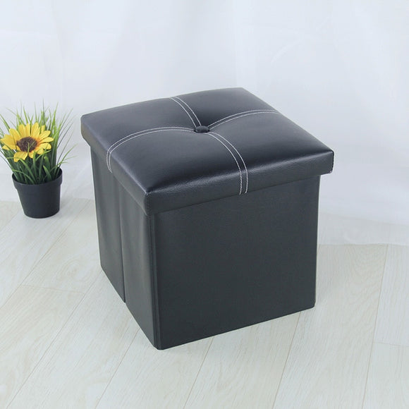 Foldable Stool Ottoman Storage Leather Footstool Organizer Box