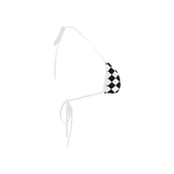Black White Checkers Custom Bikini Swimsuit Top
