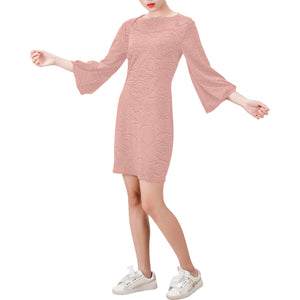 Sea Pink Sundown Bell Sleeve Dress (Model D52)