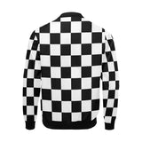 Black White Checkers All Over Print Bomber Jacket for Men (Model H19)