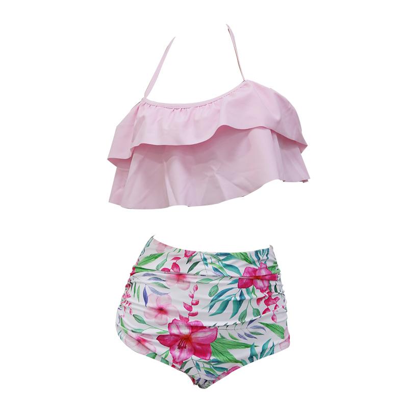 Women's Two Piece Bikini Set Double Ruffle Swimwear – Rockin Docks