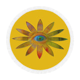 Yellowish Eye Flower Circular Beach Shawl 59"x 59"