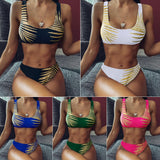 Women High Waist Swimsuit Print Leaf Print Brazilian Micro Bikini Set