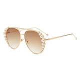 Personality Pearl Women Driving Ocean Sheet Sunglasses