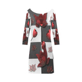 Burnt Crimson Flora Bateau A-Line Skirt (D21)