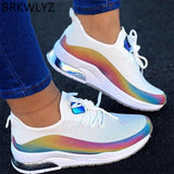 Women Colorful Cool Sneakers Lace Up Vulcanized Flat Shoes