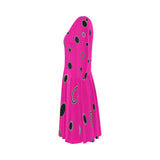 Black Polka Dots Elbow Sleeve Ice Skater Dress (D20)