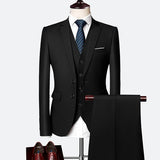 Wedding Prom Slim Fit Tuxedo Men Formal Business Suits 3Pcs Set (Jacket+Pants+Vest)