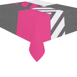 Monochrome Pink Tiles Cotton Linen Tablecloth 52"x 70"