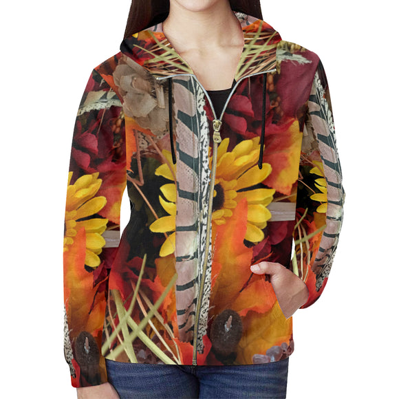 Autumn Blends All Over Print Full Zip Hoodie for Women (Model H14)