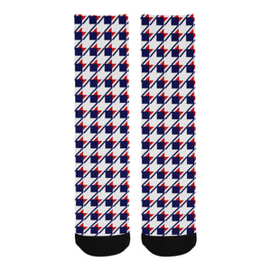 Red White Blue Houndstooth Trouser Socks