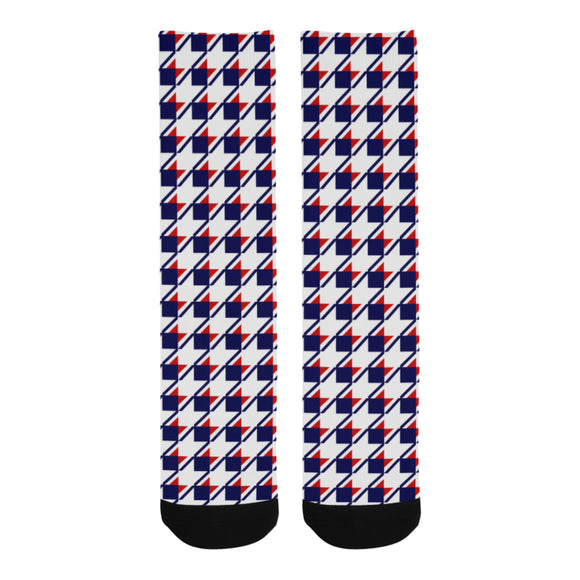 Red White Blue Houndstooth Trouser Socks