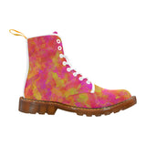 Yellow Red Damask Martin Boots For Women Model 1203H