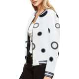 Black Polka Dots All Over Print Bomber Jacket for Women (Model H21)
