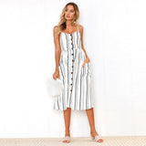 Women Boho Sleeveless Print Slim High Waist Dress