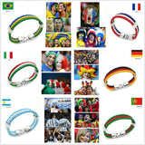 National Flag Leather Bracelets Sports Football Fans Jewelry