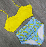 Women's Two Piece Bikini Set Double Ruffle Swimwear